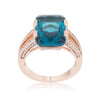 Rema 8.6ct Aqua CZ Rose Gold Emerald Classic Cocktail Ring