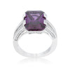 Rema 8.6ct Amethyst CZ Rhodium Emerald Classic Cocktail Ring