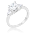 Shonda 1.8ct Clear CZ Rhodium Cushion Classic Statement Ring