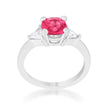 Shonda 1.8ct Fuchsia CZ Rhodium Cushion Classic Statement Ring