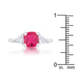 Shonda 1.8ct Fuchsia CZ Rhodium Cushion Classic Statement Ring