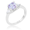 Shonda 1.8ct Lavender CZ Rhodium Cushion Classic Statement Ring