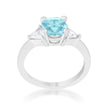 Shonda 1.8ct Blue Topaz CZ Rhodium Cushion Classic Statement Ring