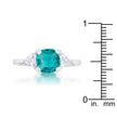 Shonda 1.8ct Aqua CZ Rhodium Cushion Classic Statement Ring