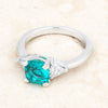 Shonda 1.8ct Aqua CZ Rhodium Cushion Classic Statement Ring