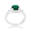 Shonda 1.8ct Emerald CZ Rhodium Cushion Classic Statement Ring