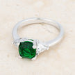 Shonda 1.8ct Emerald CZ Rhodium Cushion Classic Statement Ring