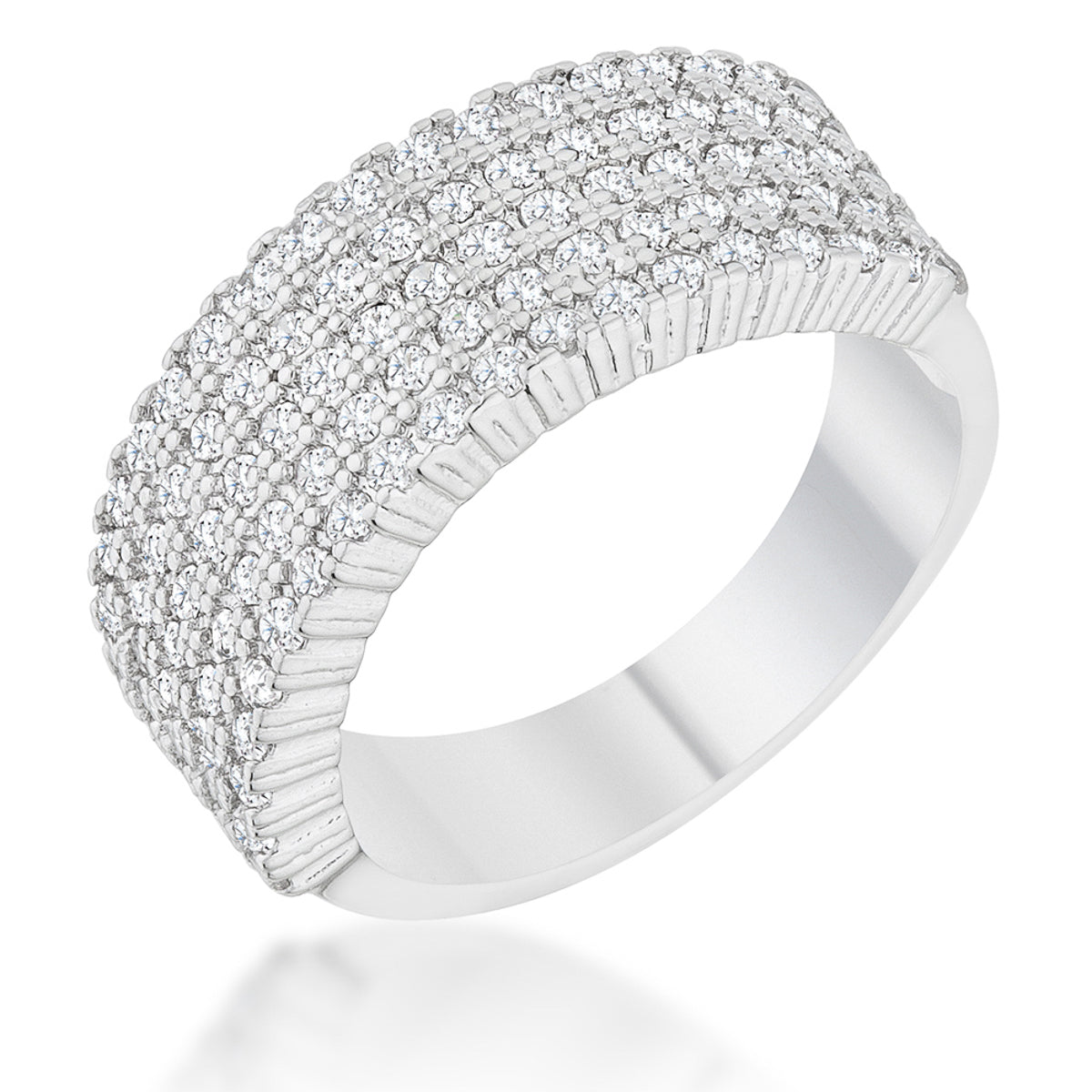 Gwen 1ct CZ Rhodium Wide Ring