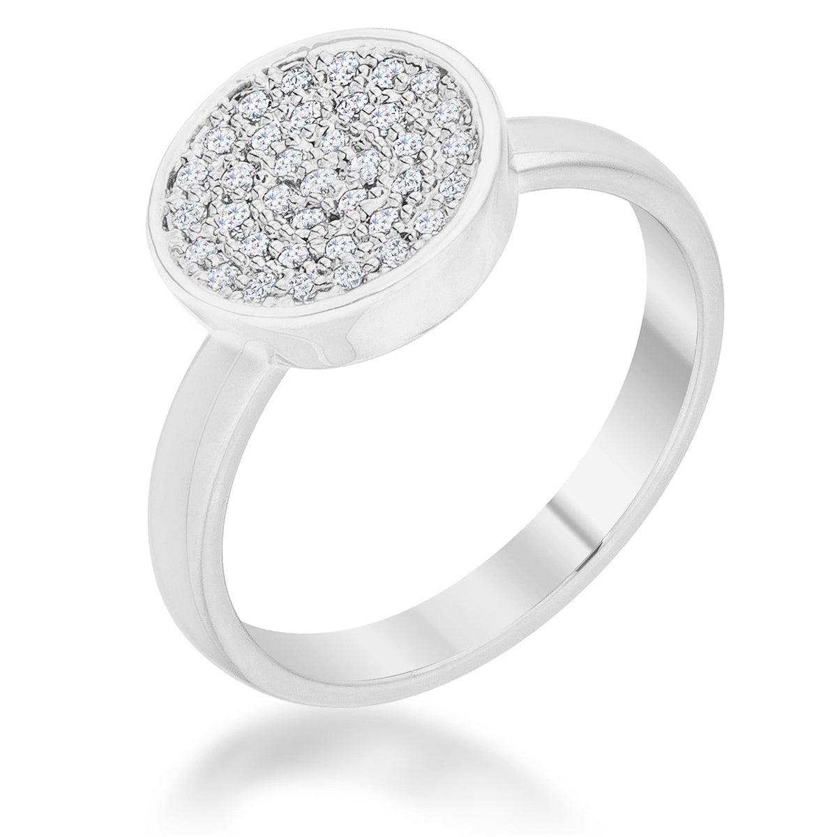 Krystal 0.2ct CZ Rhodium Pave Circle Ring