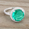 Emie 7.3ct Blue Green CZ Rhodium Classic Ring