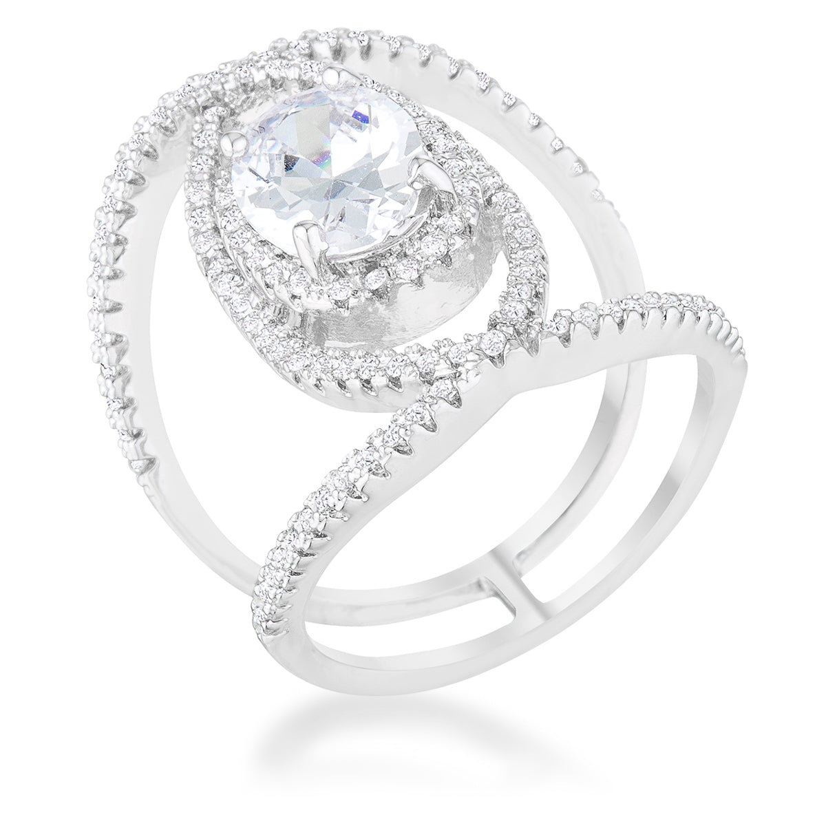 Maura 2.4ct CZ Rhodium Contemporary Cocktail Ring