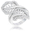 Lina 0.4ct CZ Rhodium Leaf Wrap Ring