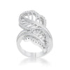 Lina 0.4ct CZ Rhodium Leaf Wrap Ring