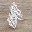 Lina 0.4ct CZ Rhodium Leaf Wrap Ring