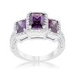 Rita 2.3ct Amethyst CZ Rhodium Classic Trio Ring