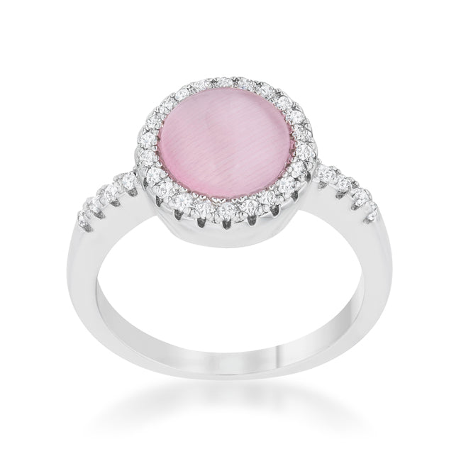 Patricia 0.3ct CZ Pink Cats Eye Rhodium Classic Ring