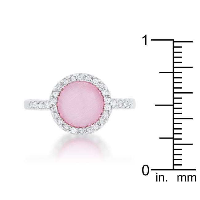 Patricia 0.3ct CZ Pink Cats Eye Rhodium Classic Ring