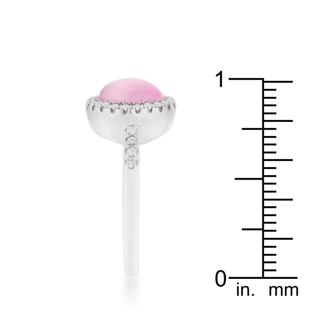 Patricia 0.3ct CZ Pink Cats Eye Rhodium Classic Ring