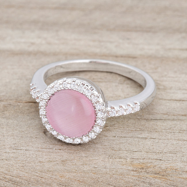 Patricia 0.3ct CZ Pink Cats Eye Rhodium Classic Ring