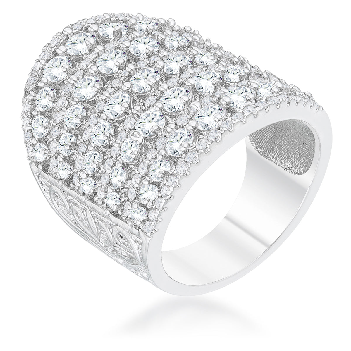 Charlyn 2.5ct Rhodium CZ Statement Cocktail Ring