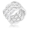 Contemporary 0.88ct CZ Rhodium Twist Wide Cocktail Ring