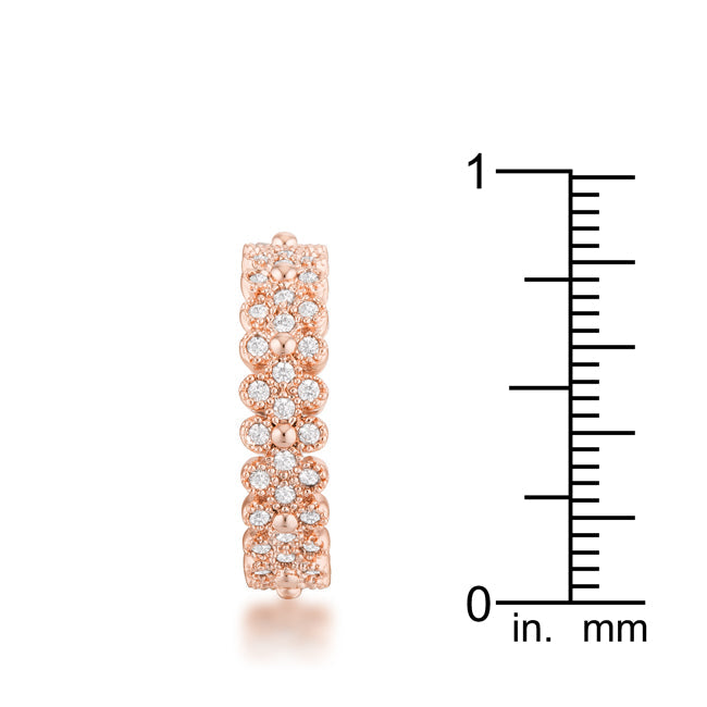 Clara 1ct CZ Rose Gold Textured Bezel Set Eternity Ring