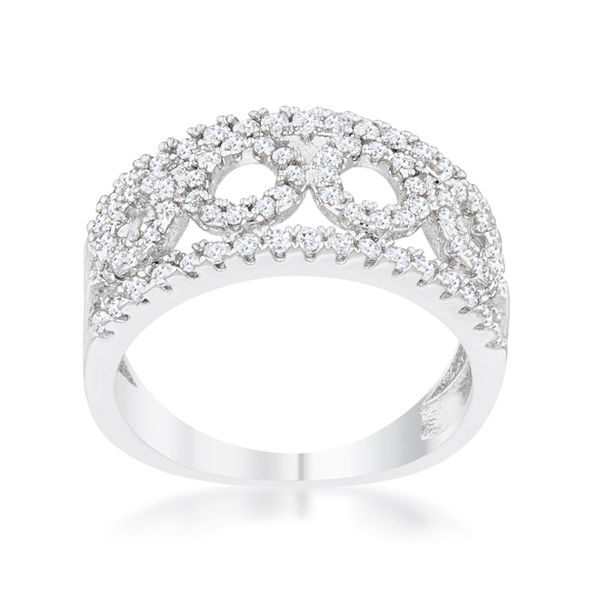 Rina 0.5ct CZ Rhodium Contemporary Band Ring