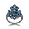 Victoria 1.23ct Sapphire CZ Hematite Filigree Cocktail Ring