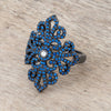 Victoria 1.23ct Sapphire CZ Hematite Filigree Cocktail Ring