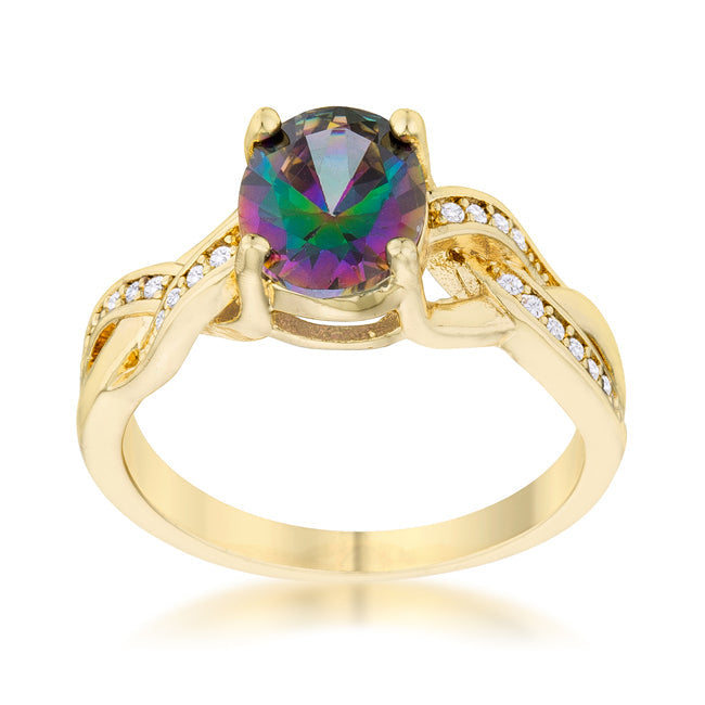 Justine 2ct Mystic CZ 14k Gold Classic Oval Ring