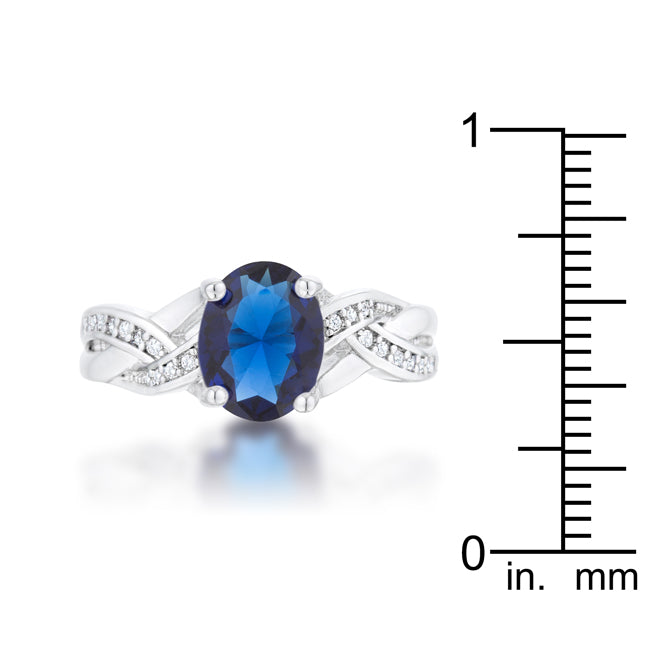 Justine 2ct Sapphire CZ Rhodium Classic Oval Ring