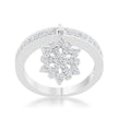 Snowflake 0.35ct CZ Rhodium Simple Holiday Charm Band Ring