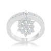 Snowflake 0.35ct CZ Rhodium Simple Holiday Charm Band Ring