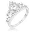 Aurora 0.34ct CZ Rhodium Heart Crown Ring