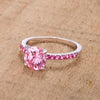 2.3CT Pink CZ Rhodium Ring