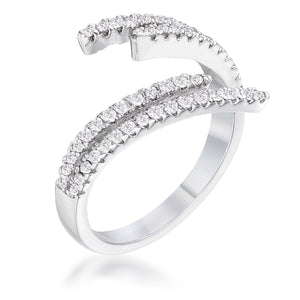 1.12Ct Delicate Rhodium Plated CZ Wrap Ring