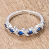 .18Ct Rhodium and Hematite Plated S Shape Sapphire Blue and Clear CZ Half Eternity Band