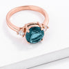 Rose Gold Plated Blue Green Three Stone Engagement Ring