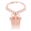 Bow Gift Box 0.3ct CZ Rosegold Holiday Charm Ring