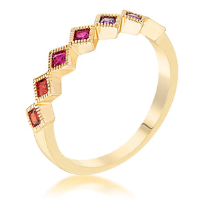 Gold Plated Multi-Color Septem Princess Cut Half Eternity Band