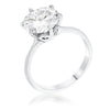 3.5 Carat Single Stone CZ Rhodium Classic Solitaire Ring