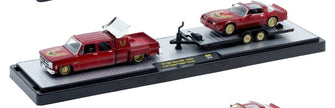 Pre-Order M2 1977 GMC Sierra 3500 - Custom & 1977 Pontiac Firebird Trans Am Auto Hauler Diecast Red