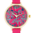 Gold Watch With Floral Print Dial