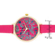 Gold Watch With Floral Print Dial