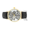 Gold Watch With Floral Print Dial