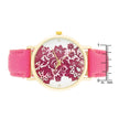 Gold Watch With Floral Print Dial