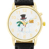 Gold Holiday Tune Watch With Black Leather Strap