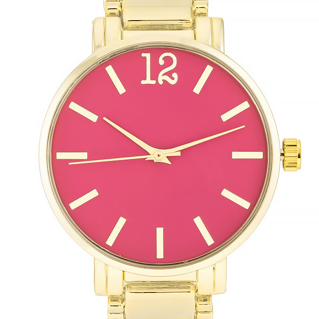 Gold Metal Watch - Pink