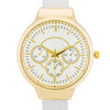 Reyna Gold White Leather Cuff Watch