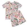 PoshTOT Pink Flower Print 2 Piece Short Sleeves PJ Set